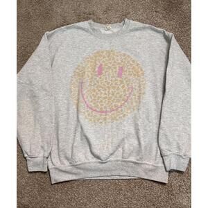 Altar'D State Smiley Face Crewneck Grey Size: Medium